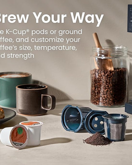 Chefman Caffeinator Single Serve Coffee Maker, Brew Kcups & Grounds, Drip Coffee Machine with Brew Strength Settings, Iced Coffee Function, 48 oz. Removable Water Reservoir