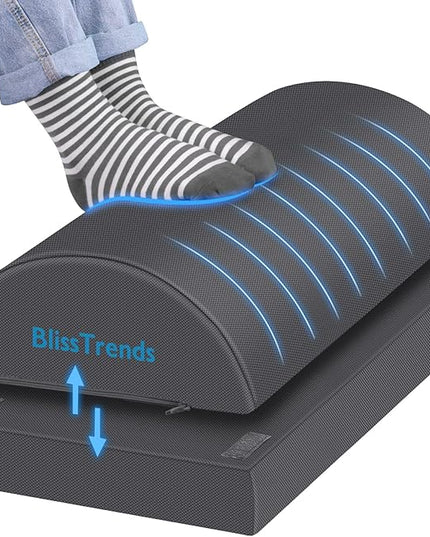 BlissTrends Foot Rest for Under Desk at Work-Versatile Foot Stool with Washable Cover-Comfortable Footrest with 2 Adjustable Heights for Car,Home and Office to Relieve Back,Lumbar,Knee Pain-Gray Long