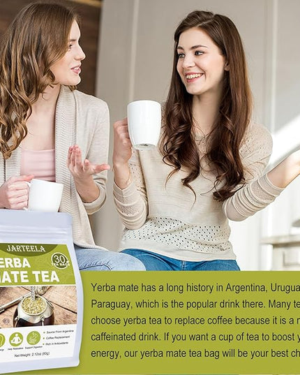 Jarteela - Yerba Mate Tea Bag, 2g x 30 Count - Unsmoked Mate Tea from Argentina - Yerba-mate Tea Bags for Relaxation - Perfect Coffee Replacement