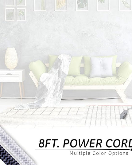 GE Pro 3 Outlet Surge Protector Power Strip, 8 Ft Designer Braided Extension Cord, Flat Plug, Wall Mount, Heather Gray, 45916