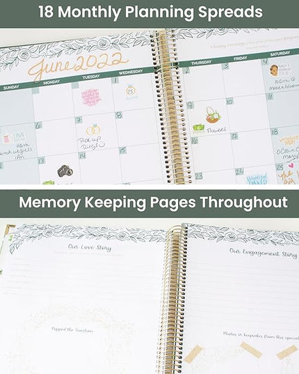 bloom daily planners Hard Cover Wedding Day Planner Bridal Journal & Organizer (Undated) - 9" x 11" - Planning Our Forever