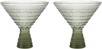 Fortessa Jupiter Hobnail Glass, 11.5 Ounce Martini (Set of 2), Smoke Gray
