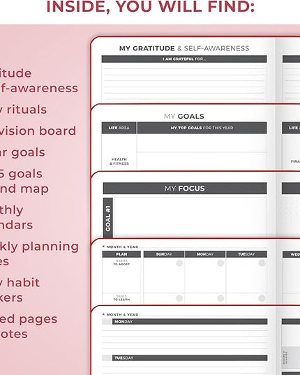 Clever Fox Planner Large – Undated Weekly & Monthly Planner for Productivity, Time Management & Goals – Organizer Journal – 7x10” (Red)
