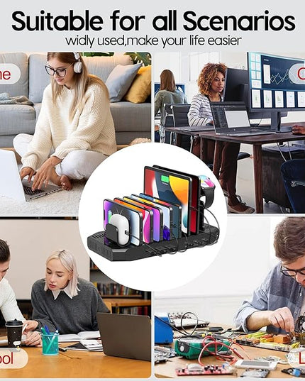 Unitek USB-C Charging Station for Multiple Devices - Multi Type C Charger Dock with 2 X PD 20W & USB-C Port, Device Organizer Fast Charge Docking for iPhone, iPad, Samsung, Tablets and More