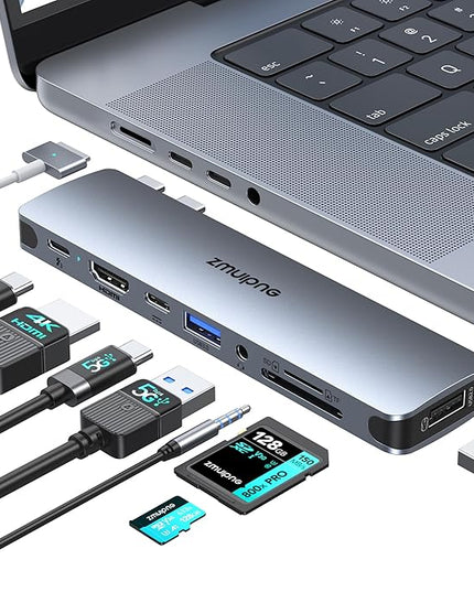 USB C Hub Adapter for MacBook Pro Air 2022 2021 2020 2019 Docking Station for MacBook M1 M2 USB C to HDMI Mac Accessories Multiport Dongle with 4K HDMI USB 3.0 SD TF Thunderbolt 3 USB-C Port Type C