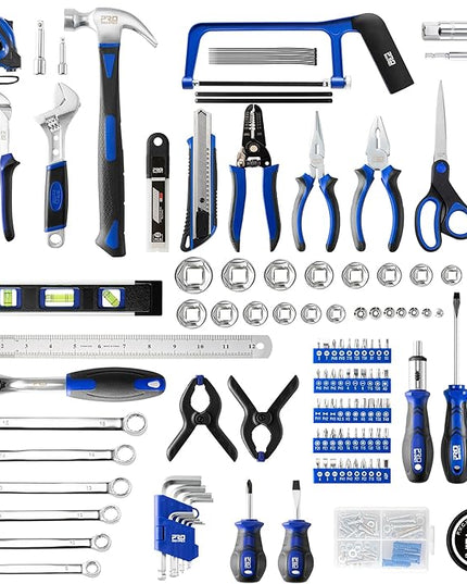 Prostormer 259-Piece Tool Kit, General Household Hand Tool Set with Plastic Storage Toolbox, Portable Complete Repair Tool Box for Home and Car (Blue)