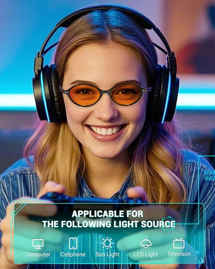 TIJN Olisa Blue Light Blocking Glasses for Women Men,Oval Glasses Frame Bluelight Glasses for Gaming/Computer/Screen