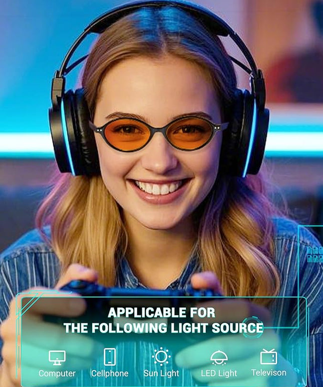 TIJN Olisa Blue Light Blocking Glasses for Women Men,Oval Glasses Frame Bluelight Glasses for Gaming/Computer/Screen