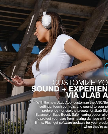 JLab JBuds Lux ANC Wireless Headphones, Cloud White, Hybrid Active Noise Cancelling, Customizable Sound, Spatial Audio Compatible, Premium Over-Ear Bluetooth Headset
