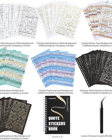 2500+ Pcs Word Stickers for Journaling, 50 Sheets Quote Sticker Gold Foil Art Scrapbook Supplies for Junk Journal, Scrapbooking Supplies for Bullet Journal Craft Small Talk Stickers for DIY Gift Card