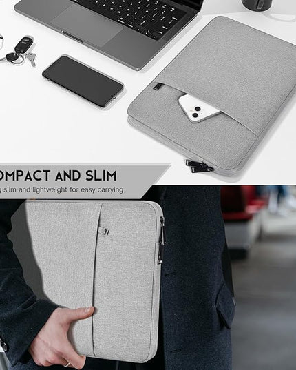 14 inch Laptop Sleeve Case for HP Lenovo Dell ASUS Acer Chromebook 14, HP Stream 14, Dell XPS 15, Inspiron 14, Lenovo ideapad 14, Asus Zenbook 14, Razer Blade 15 Water-Resistant Computer Bag -Grey
