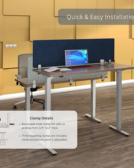 Sound Absorbing Privacy Shield - Desk Divider & Cubicle Wall (Dark Blue, 60" W x 18"H)