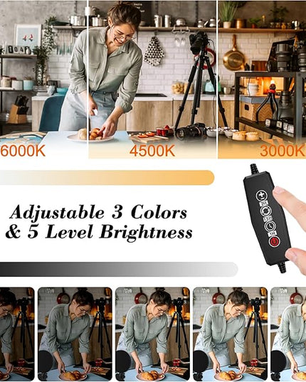 Light for Video Recording, 3 Color & 5 Brightness Video Light Clip on Desktop Monitor, Timer Setting with USB Plug Webcam Light for Meeting, Video Calls, Remote Working, Live Streaming - 6.3''