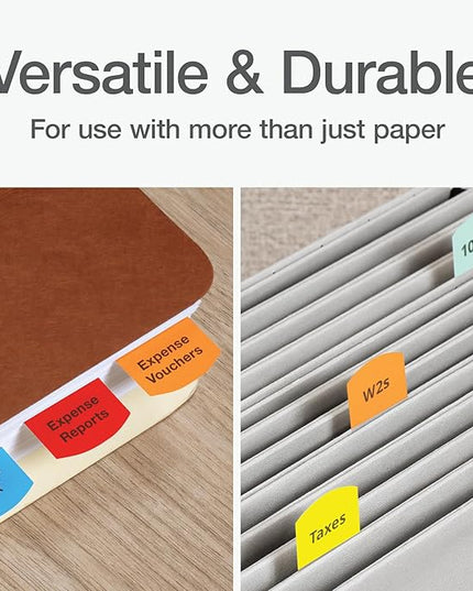 Redi-Tag Laser Printable Tabs, Permanent Index Tabs, Customizable Adhesive Labels, 5 Assorted Colors: Yellow, Red, Blue, Green, Orange, 1.125" x 1.25", 375 Per Pack (B39020)
