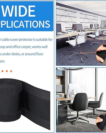 WILLBOND Carpet Cord Cover Cable Grip Floor Cover Cable Protector Management Only for Commercial Office Carpet(Black,39.37 ft)