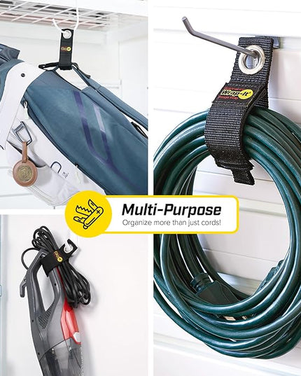Heavy-Duty Wrap-It Storage Straps, 10-inch (6 Pack) - Hook and Loop Extension Cord Organizer Hanger, Cord Keeper, Cable Straps for Cords, Hoses, and Garage Storage