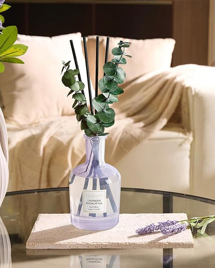 COCORRÍNA Lavender Eucalyptus Reed Diffuser – 6.76 oz Essential Oil with Sticks & Dried Eucalyptus Branches, Home Fragrance for Bedroom or Bathroom Décor
