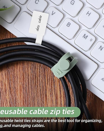 90 Pcs Nylon Cable Labels and Cord Ties Set - 30 Colorful Data Cable Organizer + 60 Identification Wire Labels, Cord Management for Home Office Travel Desk Electronics (Multicolor)