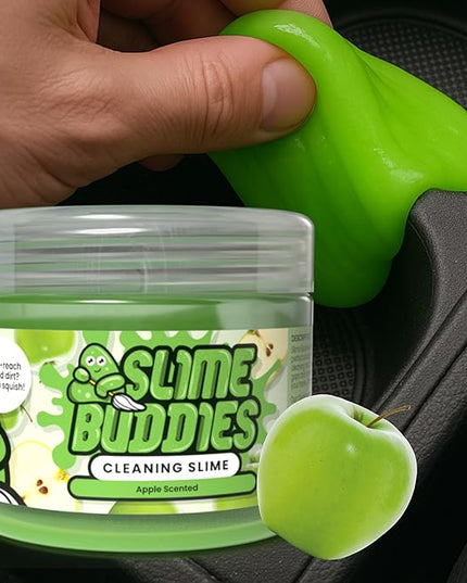 Slime Buddies Car Cleaning Gel Putty - Apple Scented Interior Detailing Tool for Cup Holders, Air Vents & Keyboard - Reusable Auto Detailing Accessories - Dust Remover Goop - Gifts for Men Women