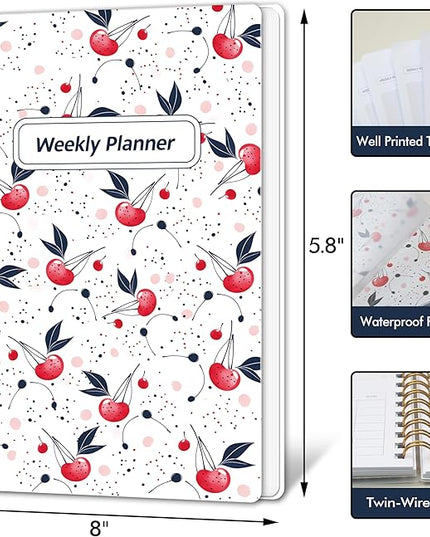 Undated Weekly Planner- Weekly Goals Notebook, A5 To Do List Planner, Habit Tracker Journal with Spiral Binding（Flower-1）