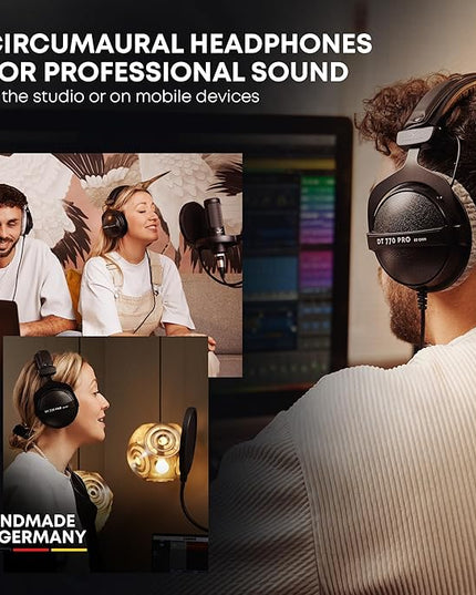 beyerdynamic DT 770 PRO 80 Ohm Over-Ear Studio Headphones in Gray. Enclosed Design, Wired for Professional Recording and Monitoring