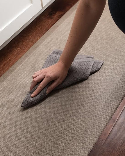 GelPro NewLife Designer Comfort Ergo-Foam Cushioned Anti-Fatigue Kitchen Floor Mat, Stain-Resistant, Waterproof, Non-Slip Padded Desk/Office Mat, 20" x 72", Grasscloth Charcoal