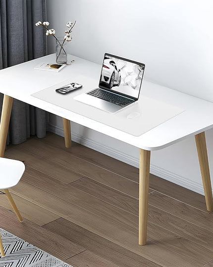 AFIING Dual-Sided Desk Pad, Natural Cork & PU Leather, Desk Mat Protector Non-Slip, Waterproof, Easy Clean,Large Mouse mats for Office and Home Work(Ivory White, 31.5"x17")
