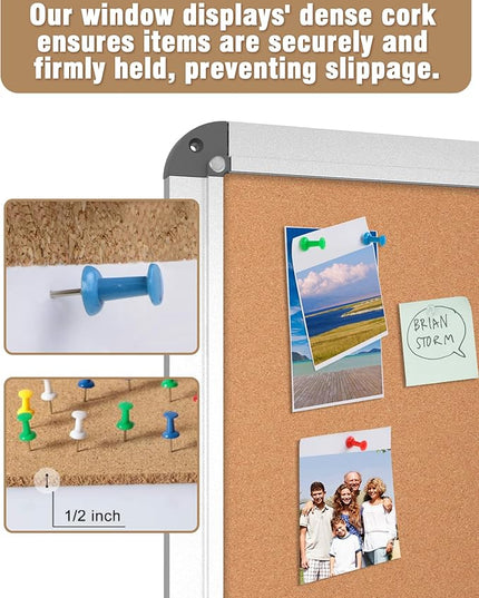 Mifuro 38"x38" Enclosed Bulletin Board, Lockable Weather-Resistant Aluminum Cork Noticeboard for School & Office, Silver Frame w/Cork