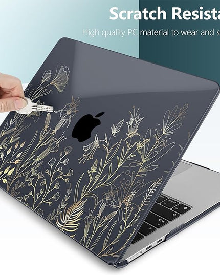 DONGKE for M4 MacBook Air 13.6 Inch Case 2025 2024 2023 2022 Model A3240 A3113 A2681 M3 M2 Chip, Plastic Hard Shell Case Cover with Touch ID for MacBook Air 13 Inch M4 - Floral Blooming