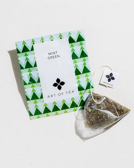 Art of Tea | Mint Green Tea | 12 Count Pyramid Tea Bag Sachets