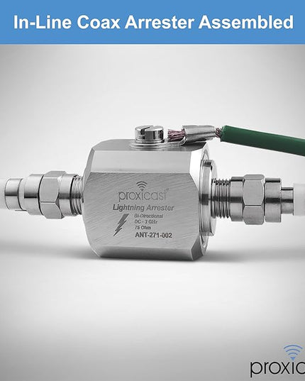 Proxicast Coaxial Lightning Arrester/Suppressor with 75 Ohm F Female Connectors - Pro-Grade Coax Cable Surge Protector for Television (TV) / Satellite Dish Antennas & Cable Internet Use (ANT-271-002)