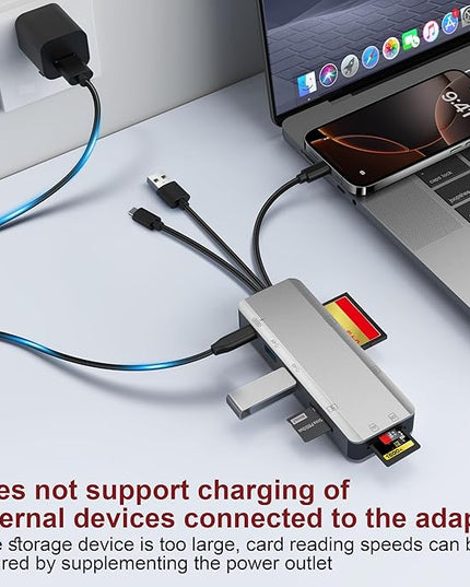 8in1 Multi SD Card Reader Adapter Aluminum with Card Storage Carrying Box SD/TF/CF/MS/XD/Cfast/Memory Stick Pro Duo USB3.0 C&A Port for Phone/Pad/PC/Laptop,No Application Required Plug and Play