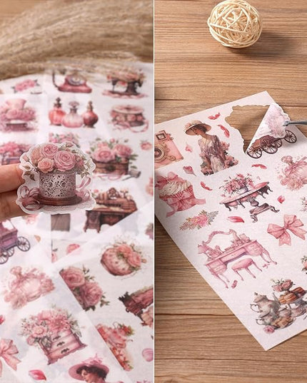 Auguro Vintage Ephemera Sticker 24 Sheets precut 300 washi Stickers Paper People Journal Stickers for Adults Junk journaling Sticker Book Scrapbooking Supplies
