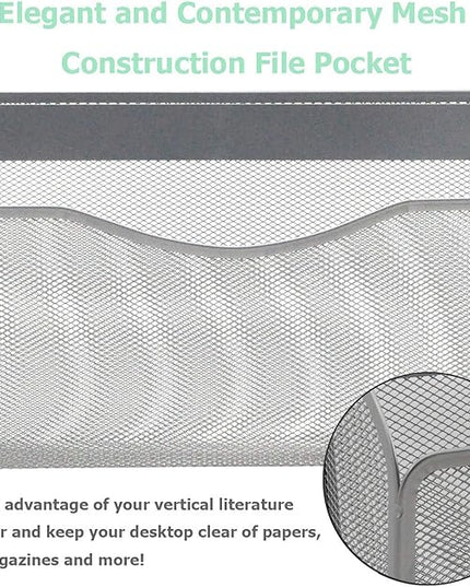 EASEPRES 3 Single Pocket Mesh Hanging File Organizer, Vertical Wall Mounted Magazine File Holder, Mount Basket Mail Paper Document Folder Organizing for Office, Home and School, Silver
