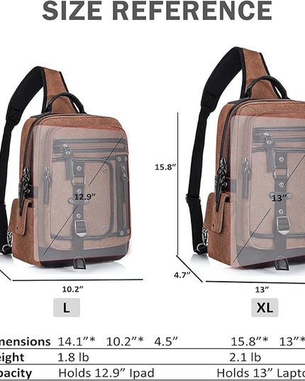 Schkleier Messenger Bag for Men Canvas Sling Bag Crossbody Backpack Laptop Shoulder Bag Hiking Daypacks Casual Tactical
