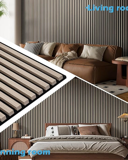 Art3d 4-Pack 108" x 12" Acoustic Wood Panels for Wall, Soundproof Wood Slat Panel for Wall and Ceiling, 3D Fluted Sound Absorbing Paneling for Interior Wall Decor, Living Room, Bedroom - Oak
