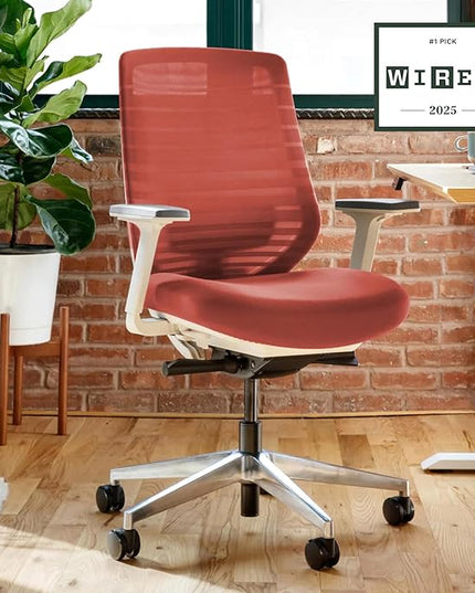 Branch Ergonomic Chair - A Versatile Desk Chair with Adjustable Lumbar Support, Breathable Mesh Backrest, and Smooth Wheels - Experience Optimal Comfort and Support - Poppy