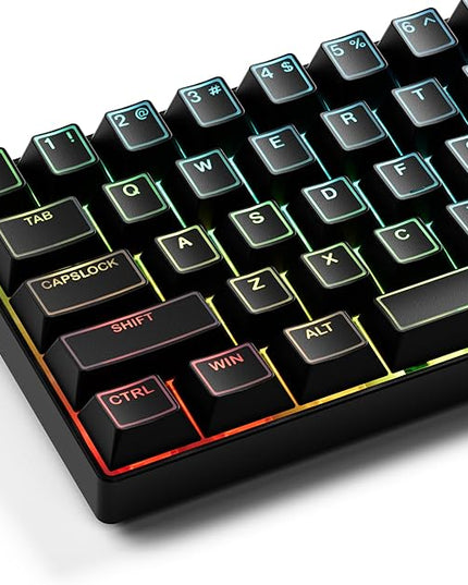 XVX Black Shine Through Keycaps, Doubleshot PBT Keycap Set Cherry Profile, 142 Keys Keyboard Keycaps, Universal Compatiability with 60% 65% 75% 80% 100% Mechanical Keyboard with MX Switches