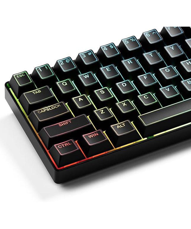 XVX Black Shine Through Keycaps, Doubleshot PBT Keycap Set Cherry Profile, 142 Keys Keyboard Keycaps, Universal Compatiability with 60% 65% 75% 80% 100% Mechanical Keyboard with MX Switches