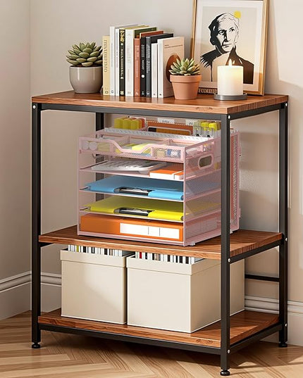 Docnest 5 Tier Letter Tray with Hanging File Organizer-Mesh Desk Organizer-Desktop Storage Box Built in Pen Holder and Handles, File Folder Holder for Mail Documents Office Supplies-Pink