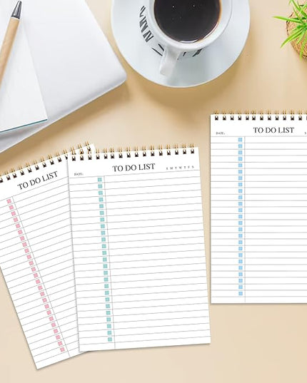 To Do List Notepad, Undated Daily Planner Notepad with To Do List Notebook Checklist Planner Spiral Waterproof Notepad for Office Supplies, School Planner, Blue, 52 Sheets, 5.5"*8.3" A5 Size