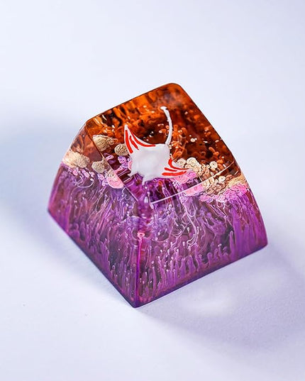 Manta Ray Artisan Keycap Brown Purple Ocean Coral R1 SA Profile Custom Sea Creatures Keycaps 1U ESC Handmade Gaming Resin Key Cap Cherry MX Switch Compatible Mechanical Keyboard Manta Ray Lover Gift