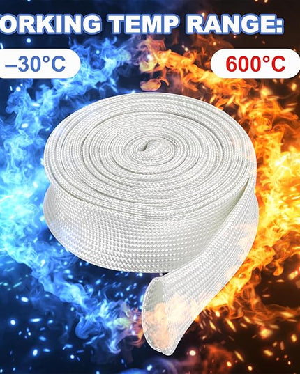 uxcell Insulation Cable Protector,35mm/1.38 Inch-2m/7 Feet High Temp Fiberglass Sleeve White