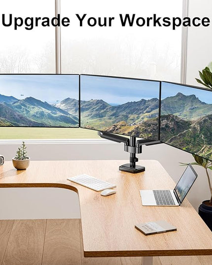 MOUNT PRO Triple Monitor Mount, 3 Monitor Desk Arm fits Three Max 27" LCD Computer Screens, up to 17.6lbs Each, Premium Gas Spring Display Stand with Tilt Swivel Rotation, Vesa Mount 75x75,100x100