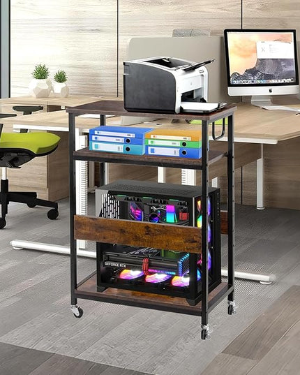 Extra Large Height Adjustable Computer Tower Stand, Computer & Machine Carts, PC Tower Stand, Printer Stands with Steel Wheels, Holds Up to 110 lbs (Fits 11" D x 22" W x 24.5" H Towers)