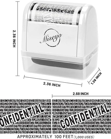 Miseyo Identity Theft Protection Roller Stamp Set - White (6 Refill Ink Incleded)