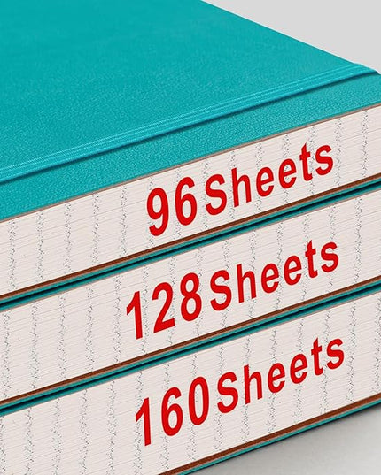 AHGXG Graph Paper Notebook - Grid Paper Notebook Large A4 8.5''×11'', 320 Pages Thick Journal, 100gsm Thick Graph Paper, Leather Softcover, Inner Pocket - Cyan