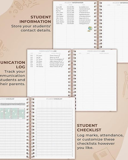 Clever Fox Teacher Planner Spiral – School Year Planner with Calendars & Lesson Plans – Teacher Plan Book for Classroom & Homeschool Organization - Undated, 7.9x10″ (Rose Gold)
