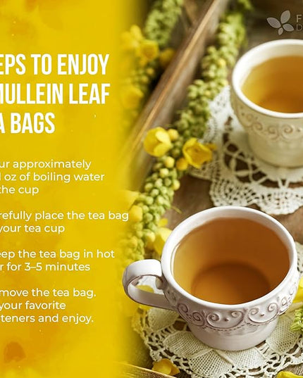 FreshDrinkUS, Premium 25 Mullein Leaf Tea For Lungs, Lung Detox For Smokers, Handmade, 100% Natural & Pure, Mullein Tea, No Sugar, No Caffeine, No Gluten, Vegan