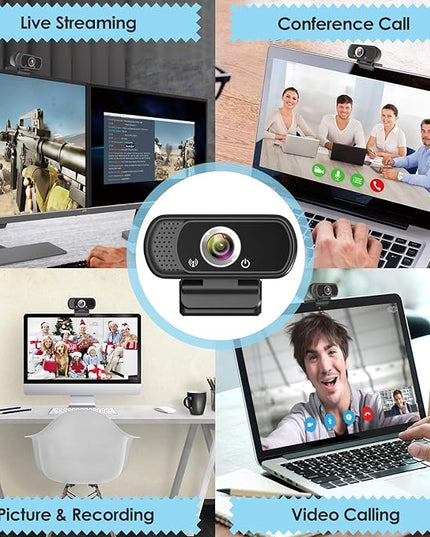 ToLuLu 1080P Webcam with Microphone, HD Webcam Web Camera with Tripod Stand, Widescreen USB Computer Camera, Streaming Mic Web cam for Online Calling/Conferencing,Facetime/YouTube Desktop Laptop PC